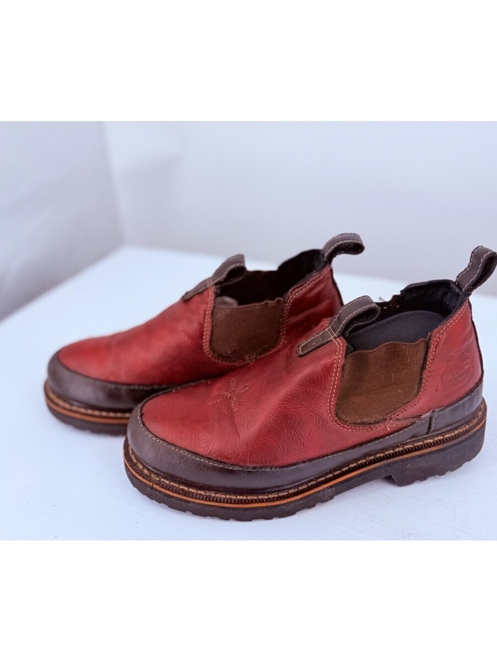 Georgia Giant GR185 Womens 8.5 M Romeo Red Leather Slip On Work Shoes Boots - Picture 4 of 10